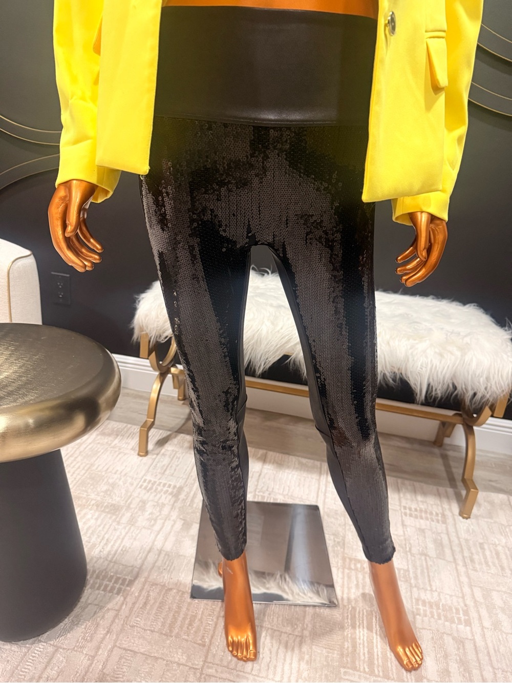 SPANX Black Sequin High-Waist Leggings